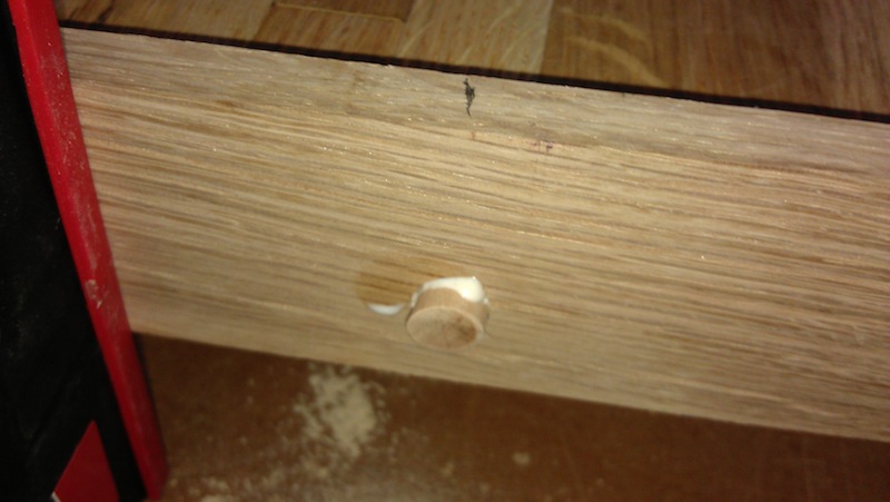 The end of the dowel