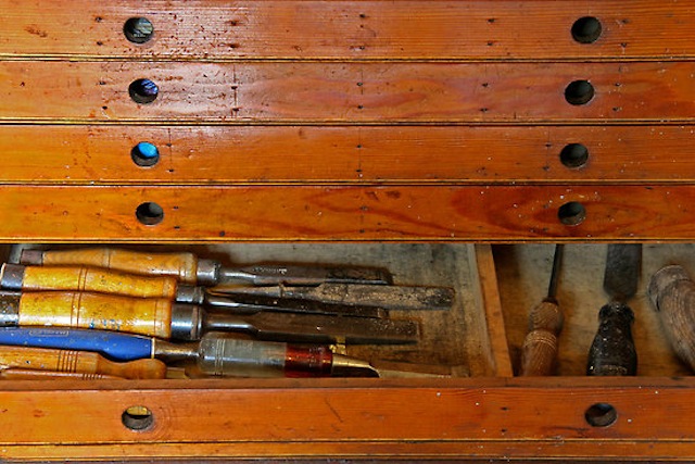 Hand tools in a drawer