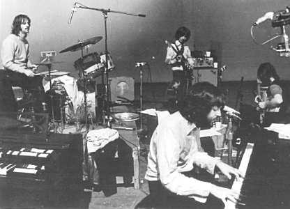 The Beatles working on the White Album in 1968